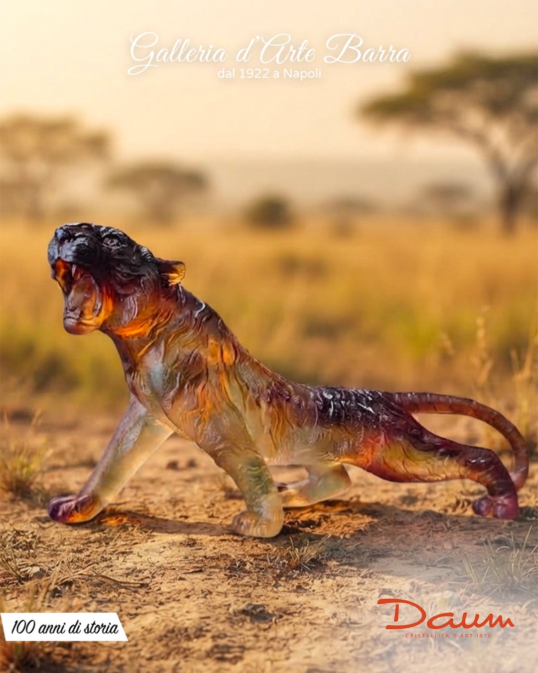 Cristallo Daum – Tigre del Bengala colore Ambra